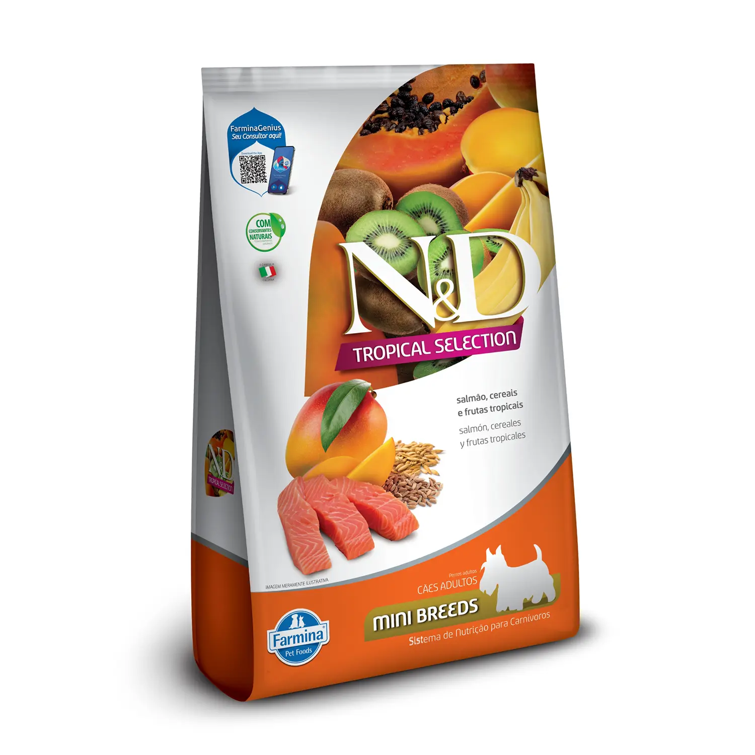 Ração N&amp;D Tropical Selection Cães Adultos Mini Salmão